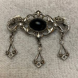 Vintage Black and Silver Brooch